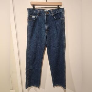 TYNDALE Flame Resistant Straight Leg Dark Blue Denim Jeans Mens Size 34/30